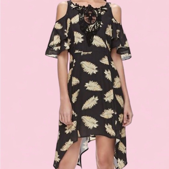 Disney Dresses & Skirts - Disney Beauty and the Beast Feather Print Chiffon Dress Lined Size L
